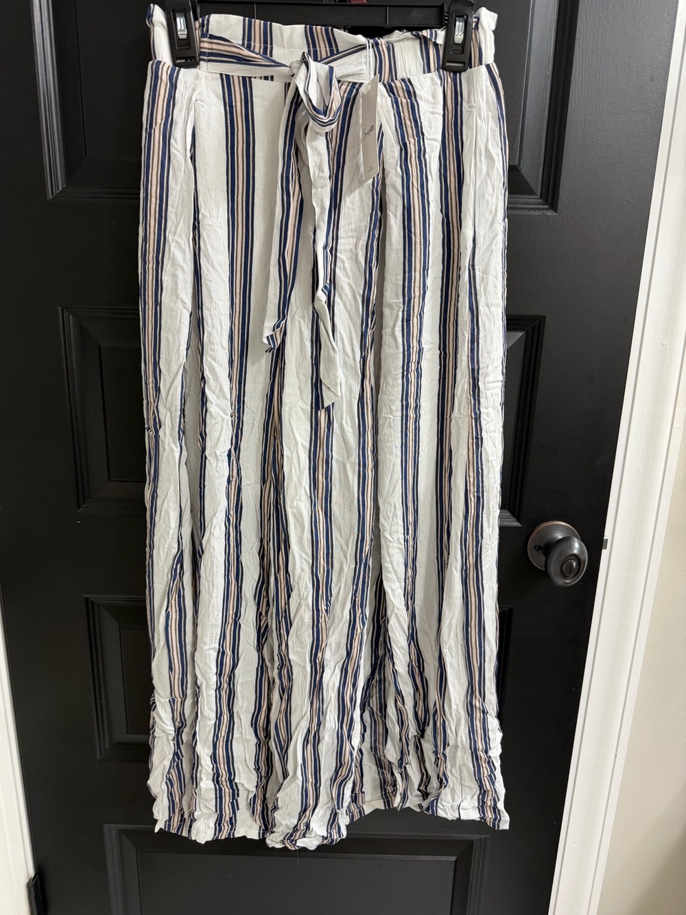Simplee NWT Striped Wide Leg Tie Waist Pants Size S